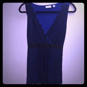 Royal Blue & Black Lace Top